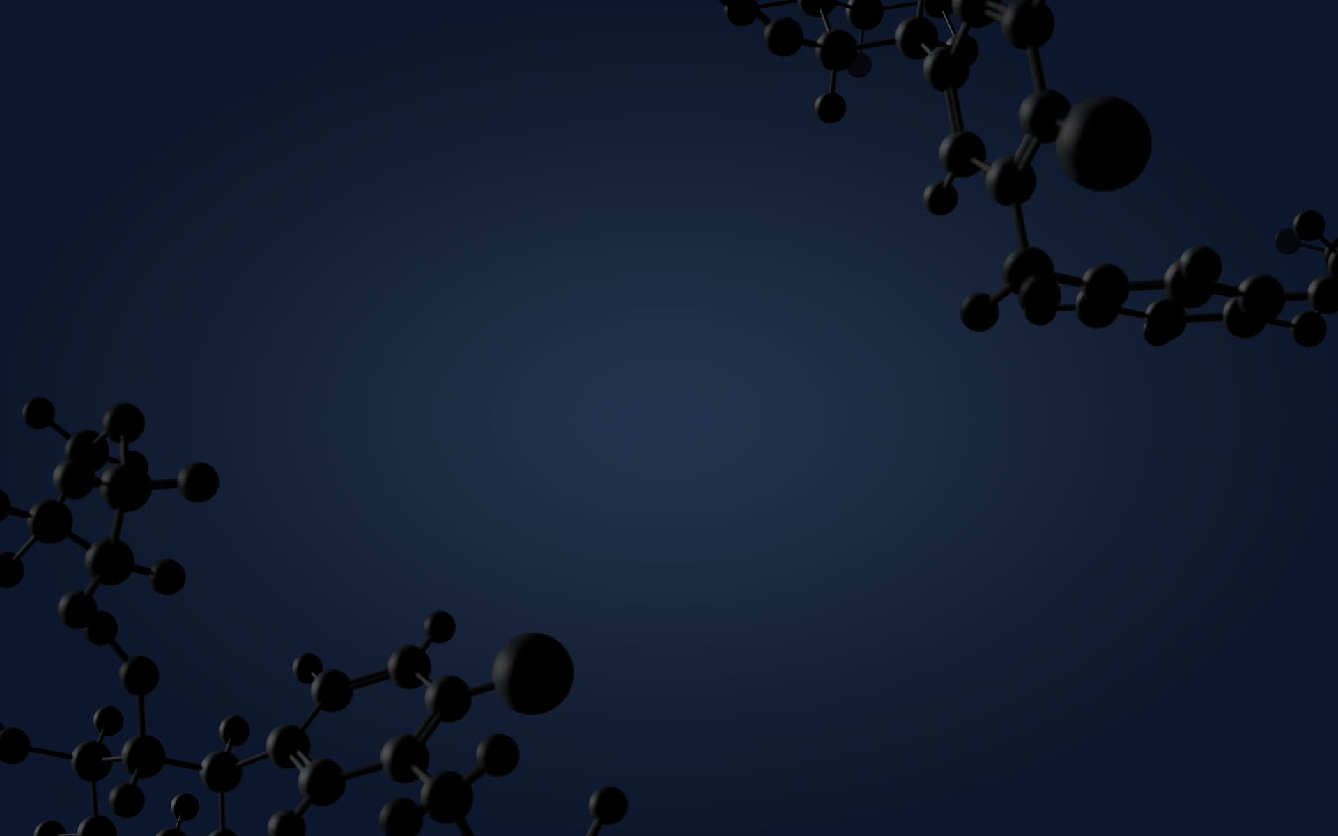 Molecules on blue background